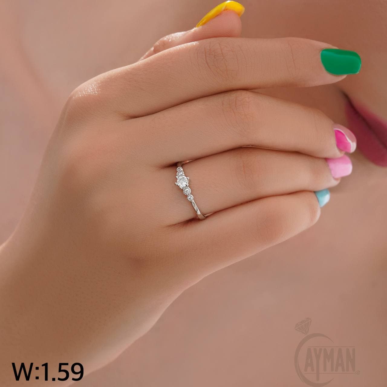 انگشتر زنانه نقره نگین دار کد BA
