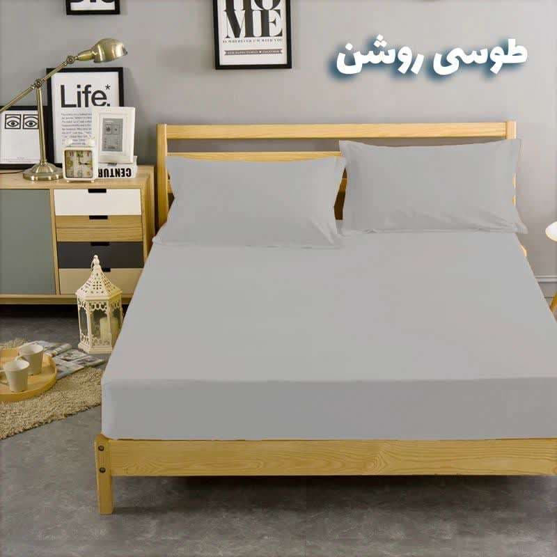 ملحفه کشدار طوسی روشن