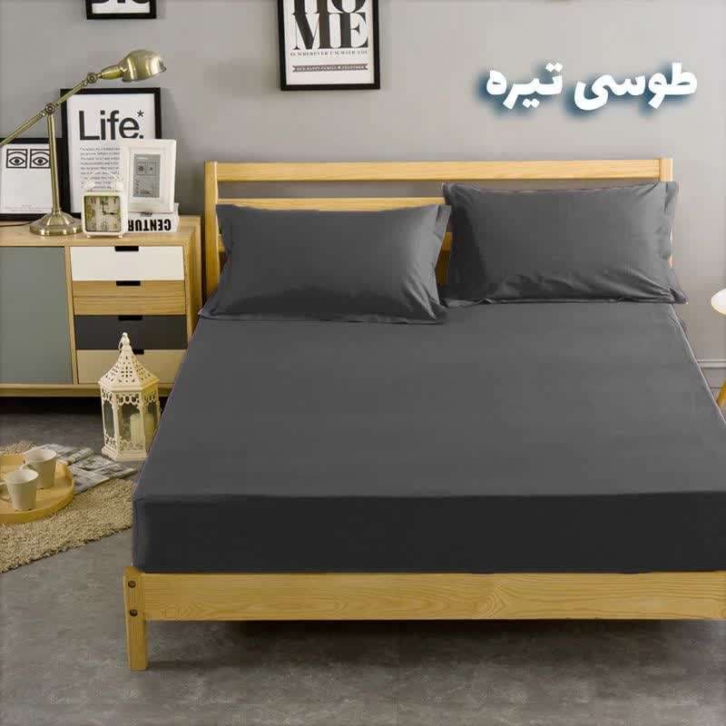 ملحفه کشدار طوسی تیره