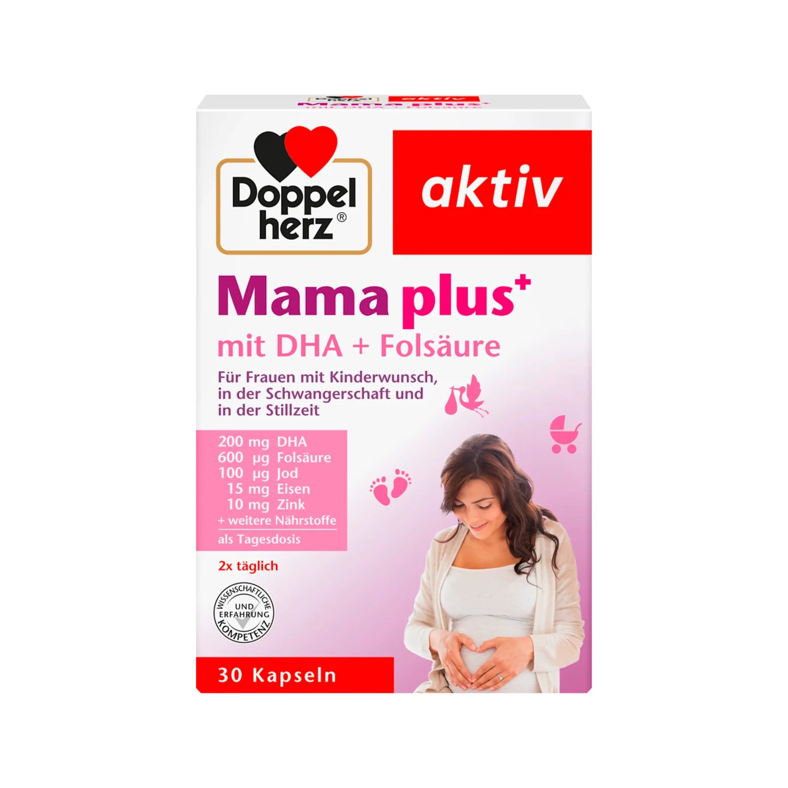 کپسول بارداری و شیردهی Mama Plus داپل هرز | حاوی DHA و فولیک اسید