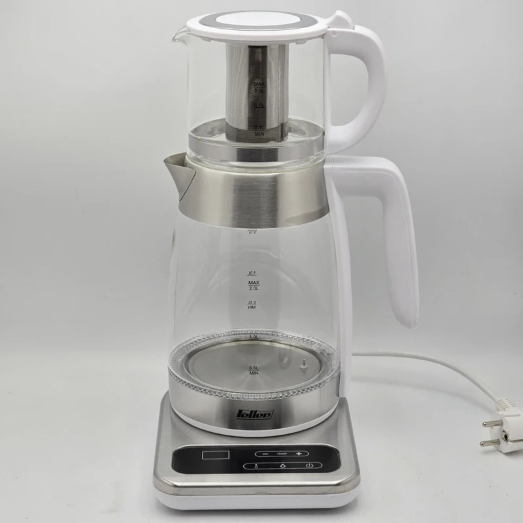 چای‌ساز فلر مدل TS-190 – توان 2200 وات، بدنه شیشه‌ای مقاوم، پایه 360 درجه — تصویر ۵