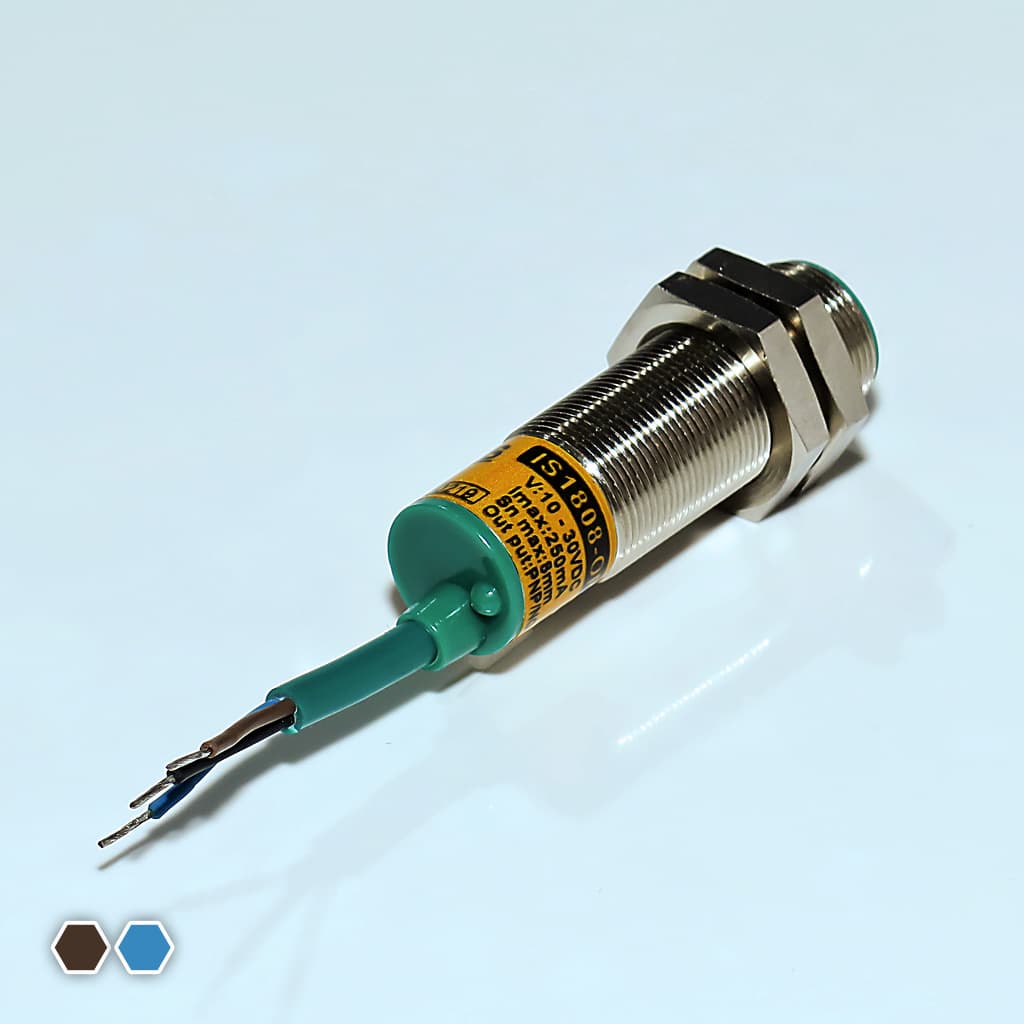 سنسور خازنی تبریز سنسور، NPN-NC، قطر 18، سه سیمه، فاصله تشخیص 10mm، کد CS1810-CN — تصویر ۳
