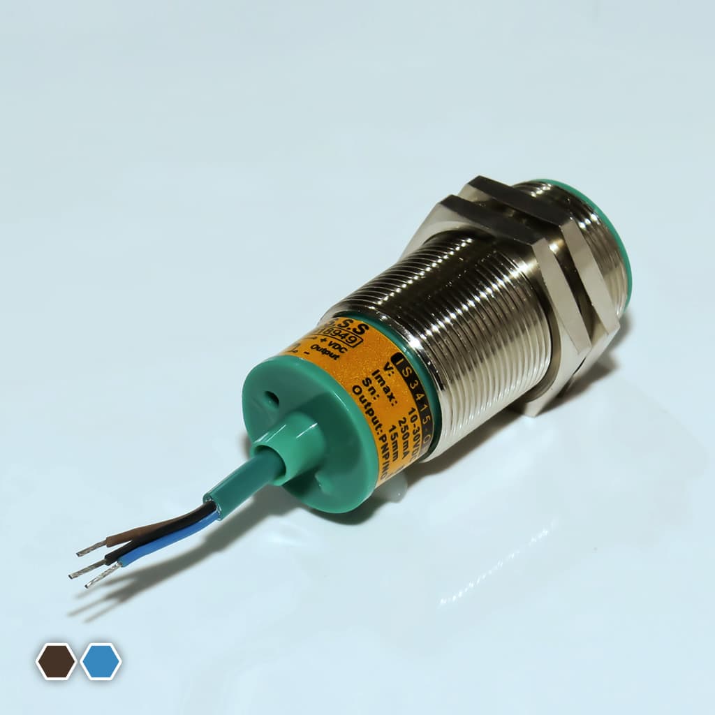 سنسور القایی تبریز سنسور، PNP-NC-NO، قطر 34، چهارپین، فاصله تشخیص 15mm، کد IS3415-P — تصویر ۳