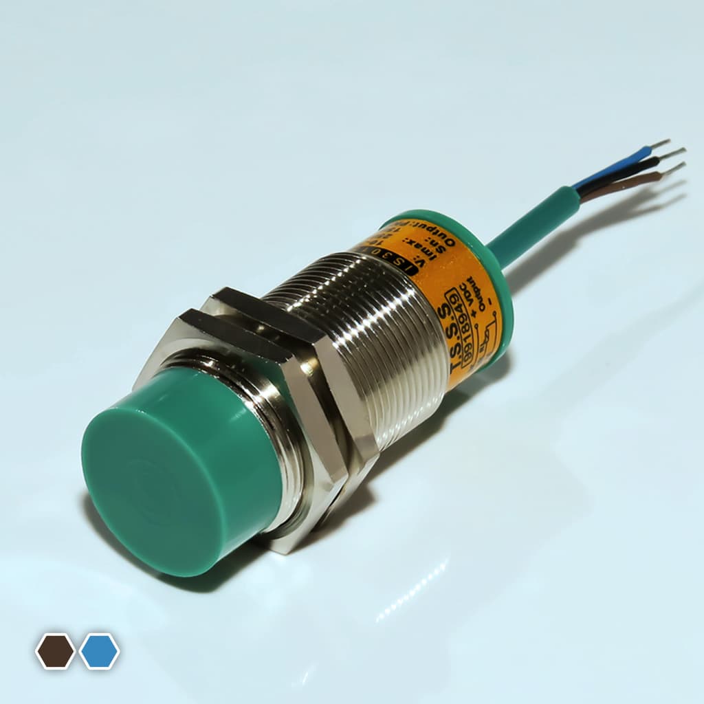 سنسور القایی تبریز سنسور، PNP-NC، قطر 34، چهارپین، فاصله تشخیص 20mm، کد IS3420-CP