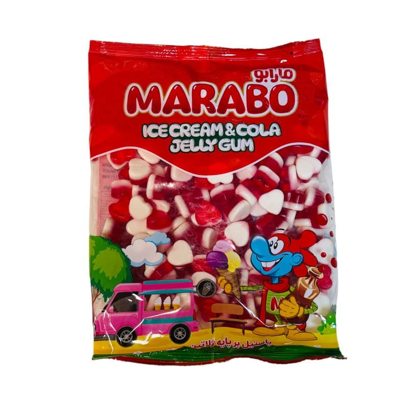 پاستیل قلبی با طعم توت‌فرنگی مارابو - 1000 گرم