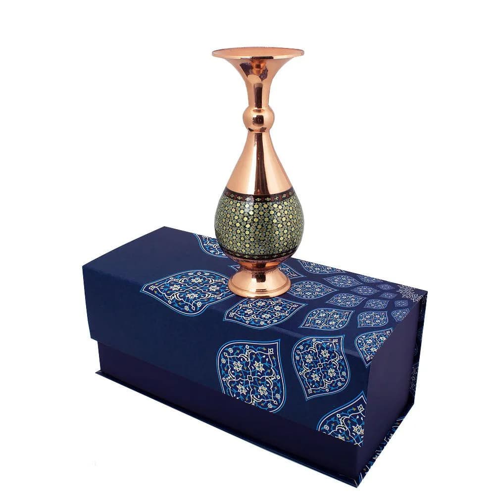 گلدان صراحی مس و خاتم