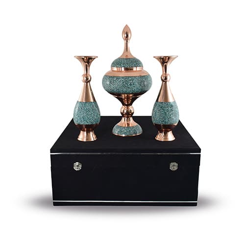 جفت گلدان و شکلات خوری فیروزه کوبی