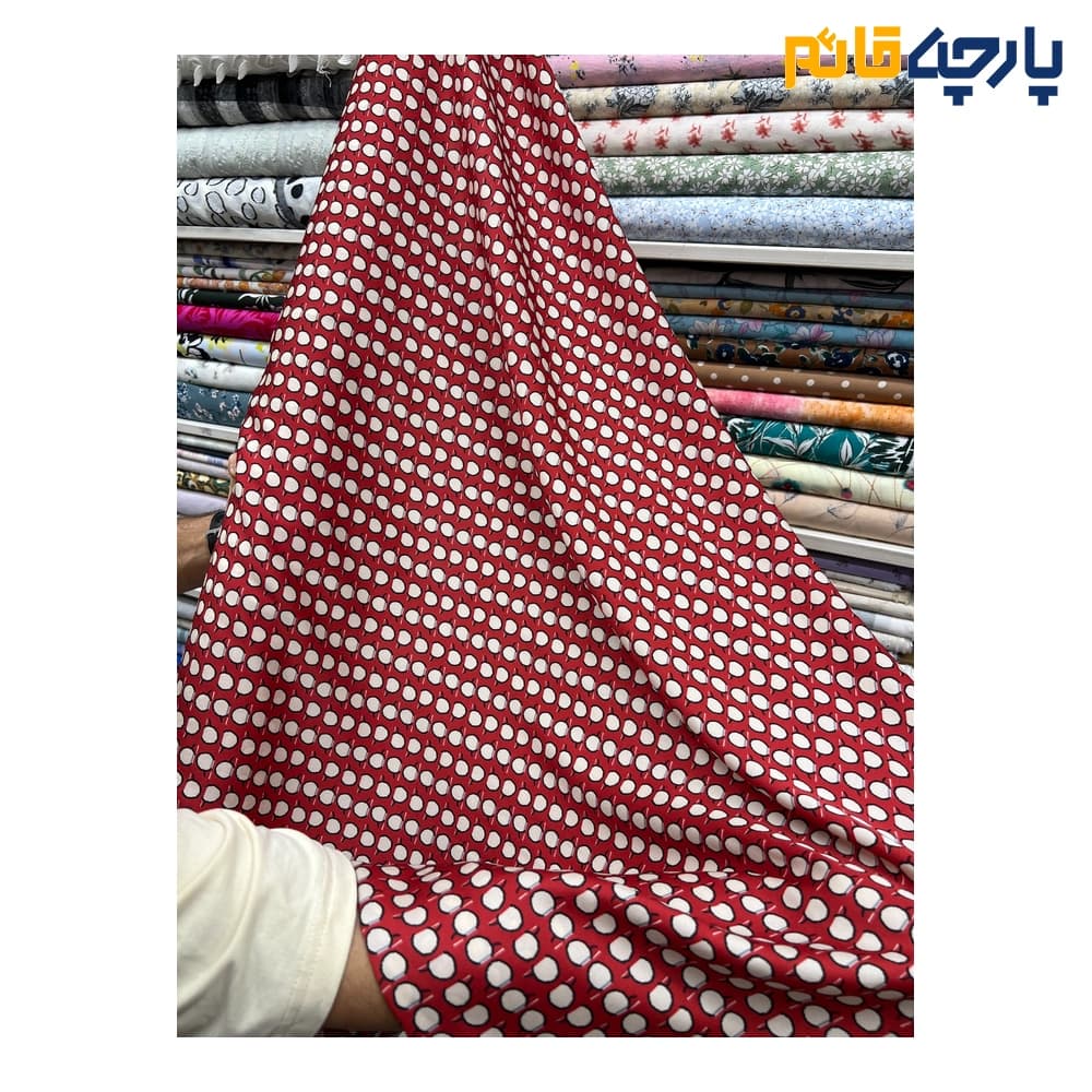 پارچه بهاره و تابستانه کرپ نخ خالدار زمینه قرمز عرض ۱۵۰ کد 13201