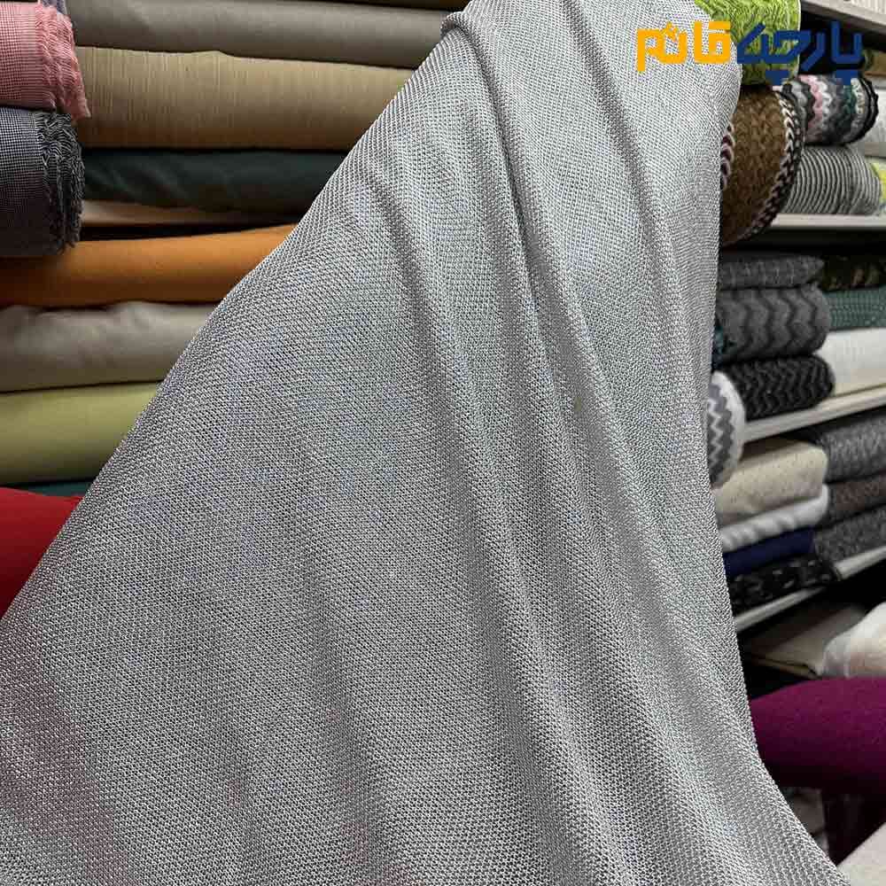 پارچه مجلسی دانتل لمه ایتالیایی رنگ طوسی نقره ای عرض ۱۸۰ کد 12610
