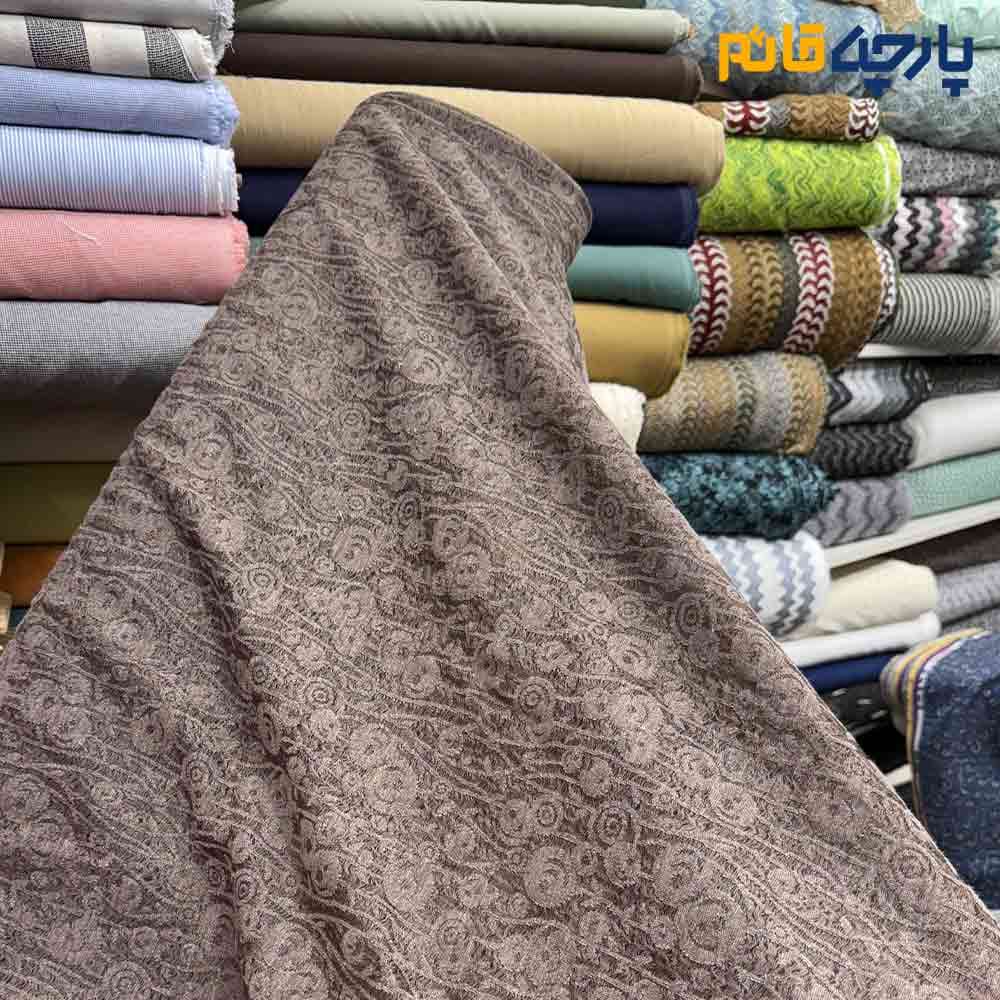 پارچه مجلسی تور کتان خاص کره ای قهوه ای متوسط عرض ۱۵۰ کد 12383