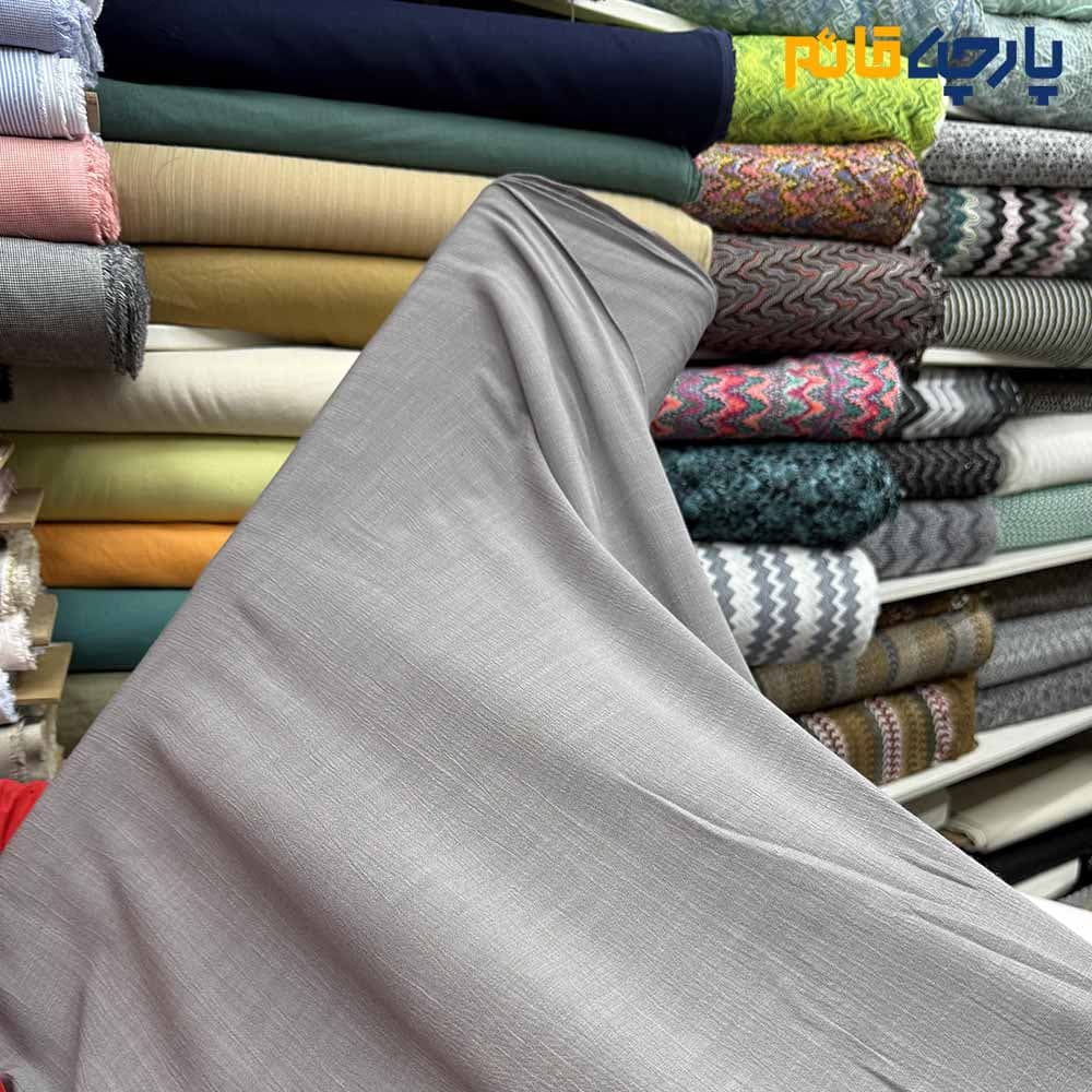 پارچه لینن ساده کرشه رنگ طوسی روشن عرض ۱۴۵ کد 12268