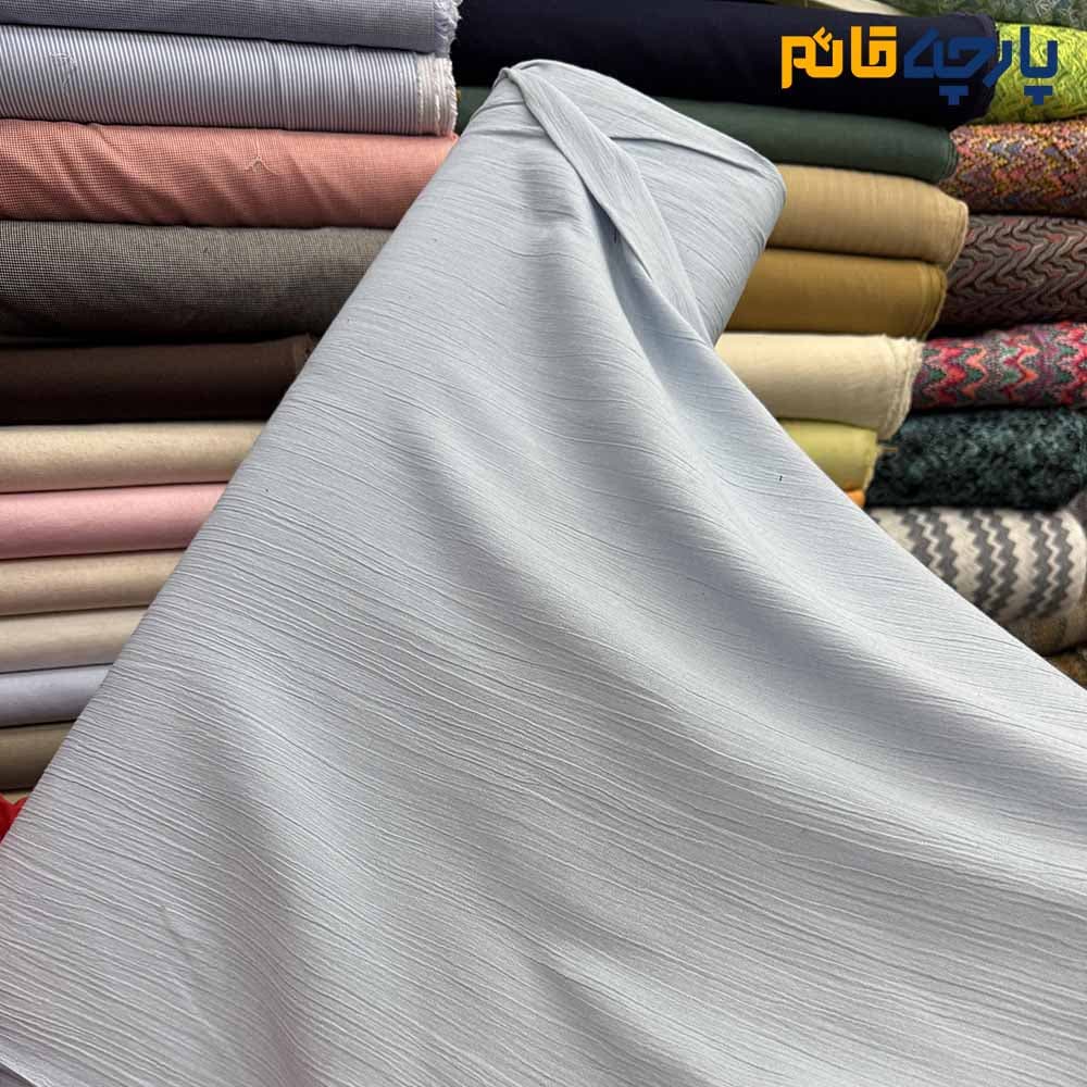 پارچه لینن ساده کرشه رنگ آبی روشن عرض ۱۴۵ کد 12256