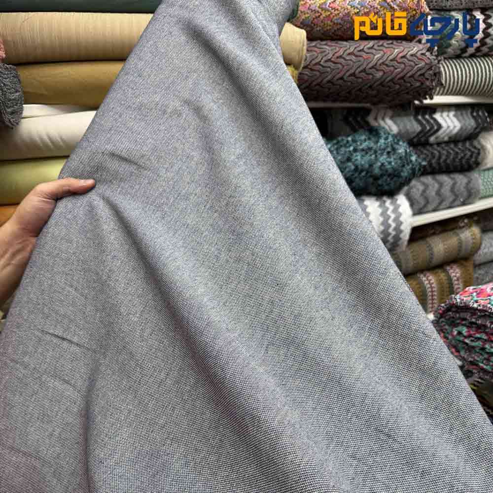 پارچه لینن طرحدار جناقی ۲ رو رنگ نسکافه ای کرم روشن عرض 150 کد 12250