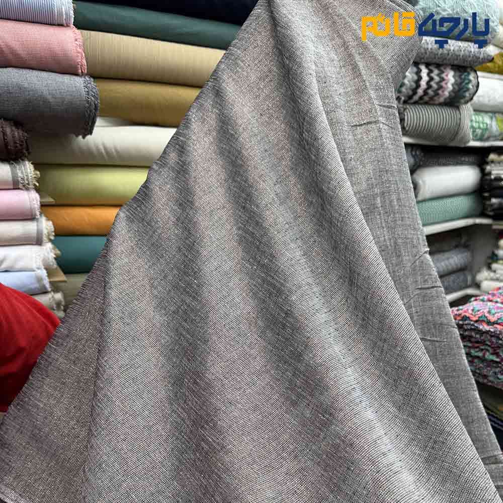 پارچه مجلسی تورکتان لمه بافت رنگ نسکافه ای نقره ای عرض 150 کد 12239