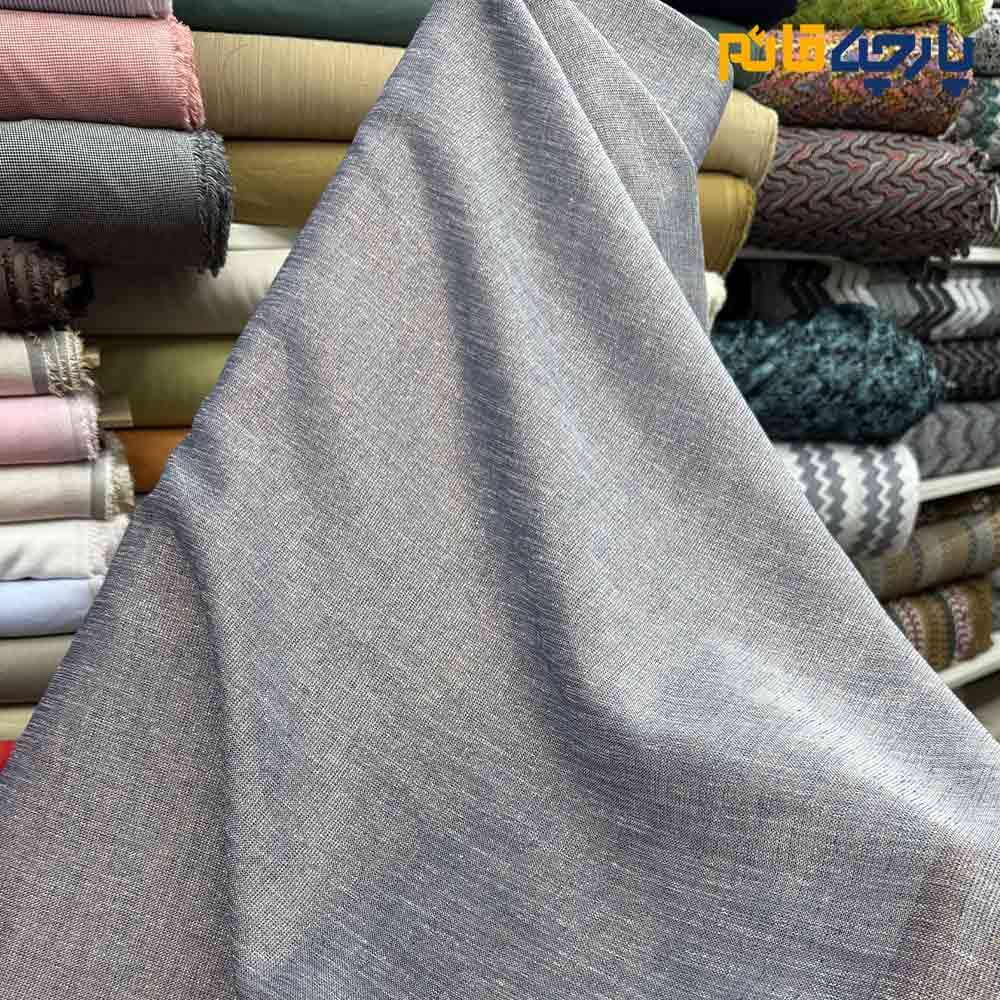 پارچه مجلسی تور کتان لمه بافت رنگ سرمه ای نقره ای عرض 150 کد 12235