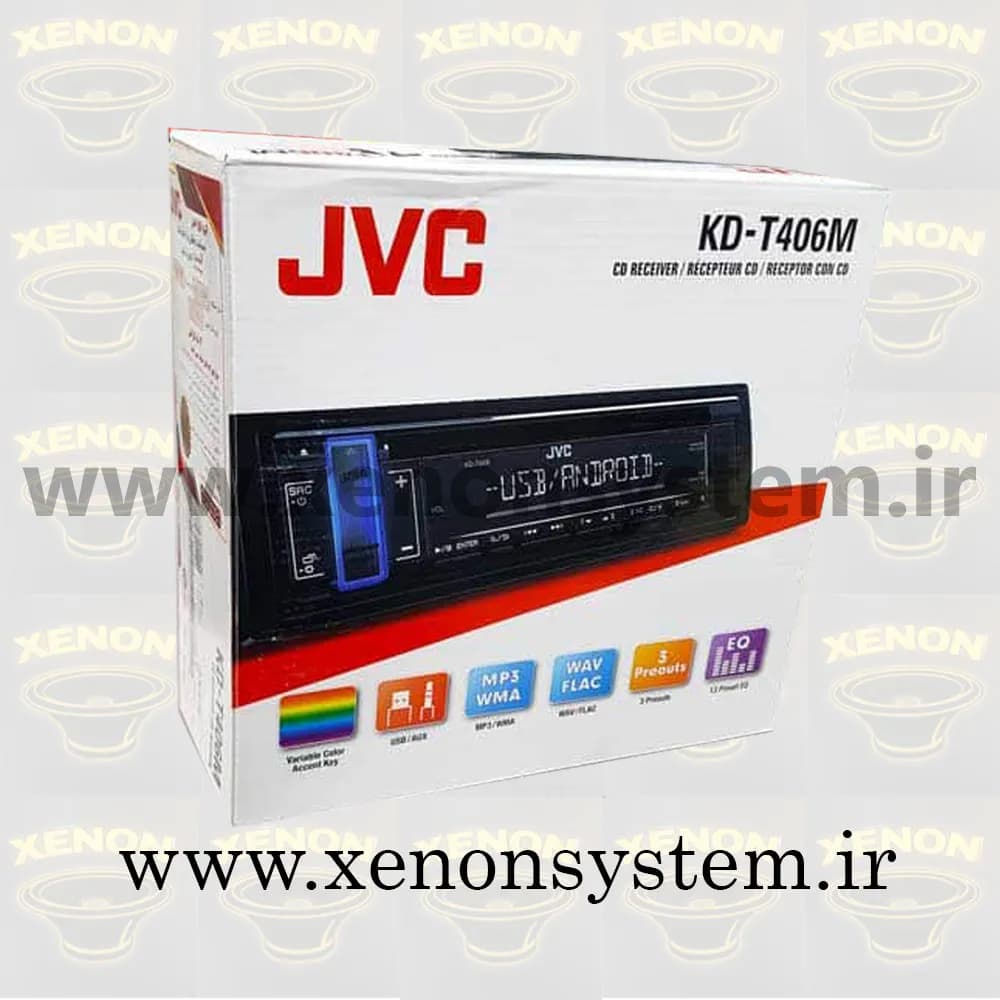 ضبط / پخش کننده خودرو جی وی سی مدل KD-T406M پنل جدا گارانتی دار — تصویر ۶