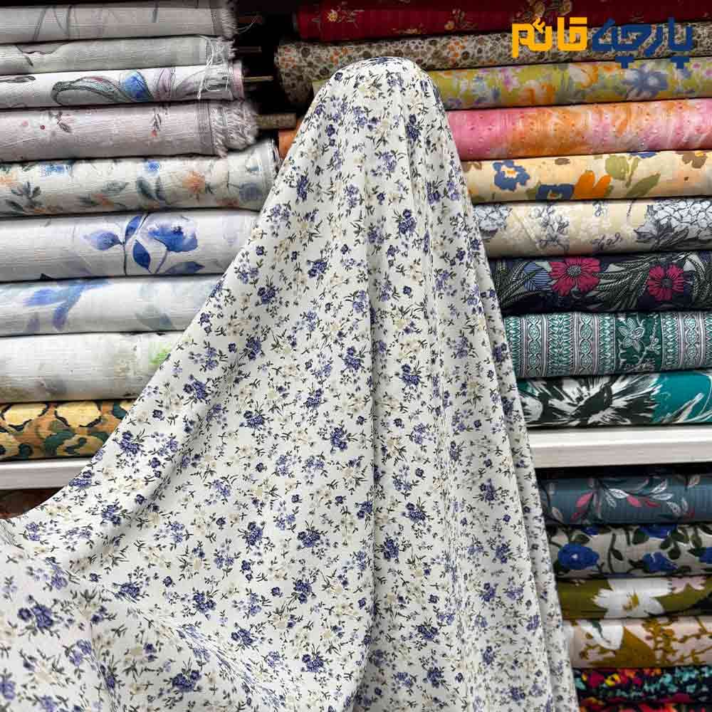 پارچه بهاره و تابستانه کرپ نخ طرحدار گل ریز بهاری عرض ۱۵۰ کد 11631