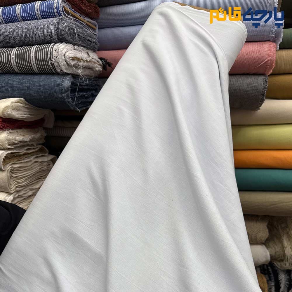 پارچه لینن سفارشی ساده ریزشی رنگ آبی روشن ملایم عرض ۱۵۰ کد11315