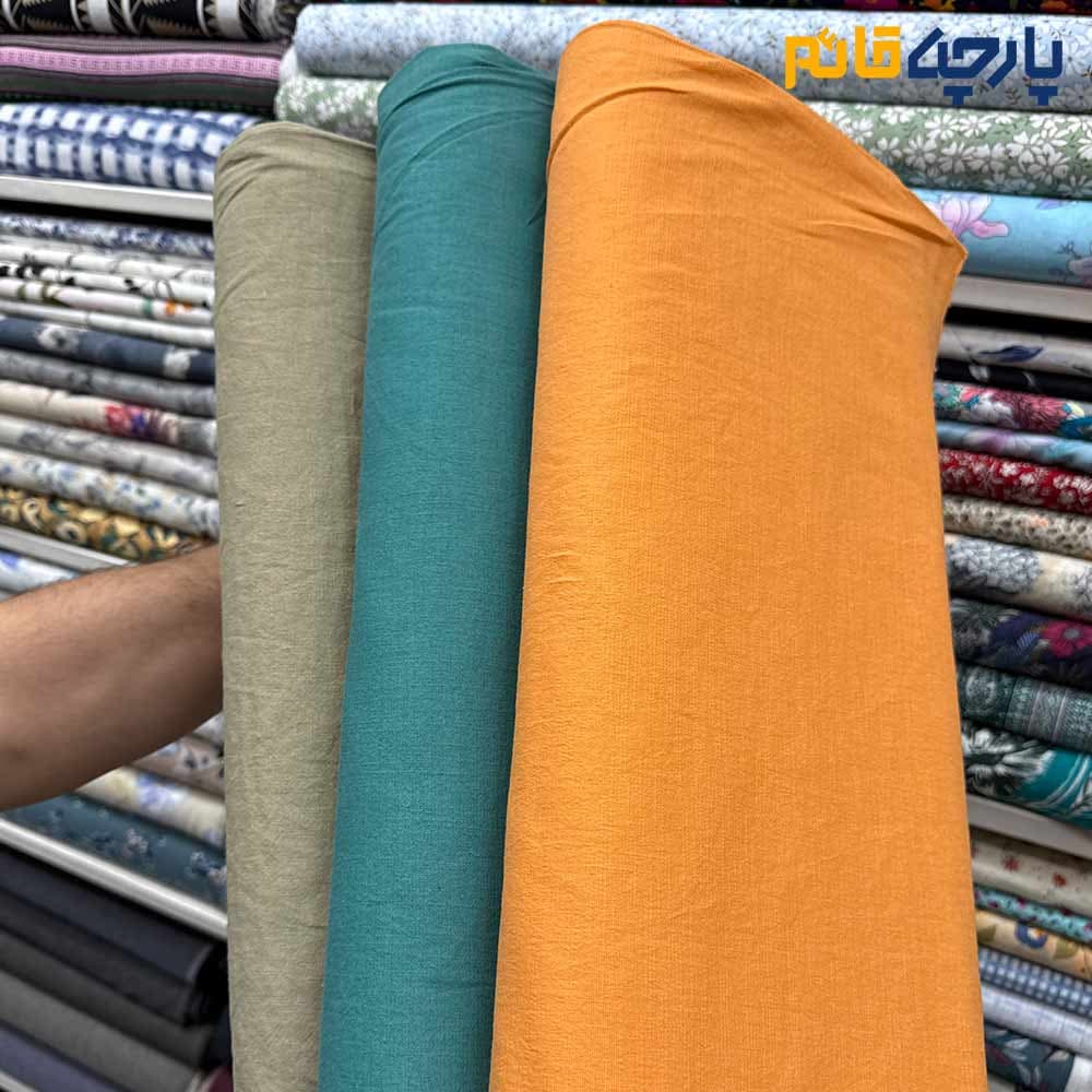 پارچه بهاره تابستانه لینن سفارشی ساده رنگ زیتونی طوسی( سیرون) عرض ۱۵۰ کد11312