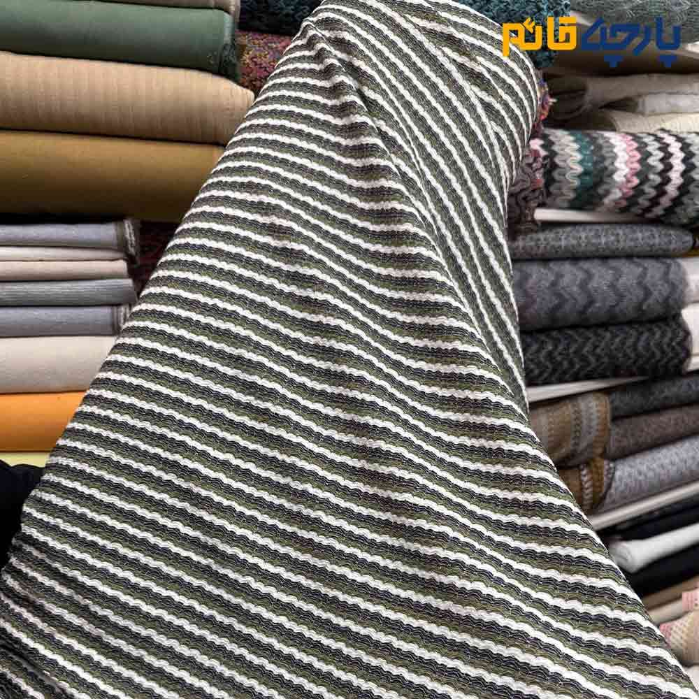 پارچه بهاره و تابستانه میسونی کره ای رنگ خاص سبز زیتونی و طوسی کش کد9970