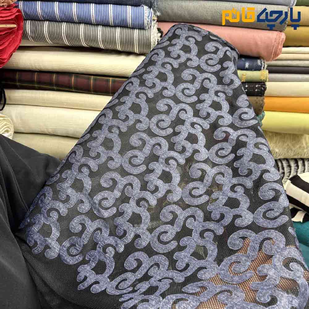 پارچه مجلسی تور کتان ایتالیایی خامه دوزی جین خاص کد9654 — تصویر ۲