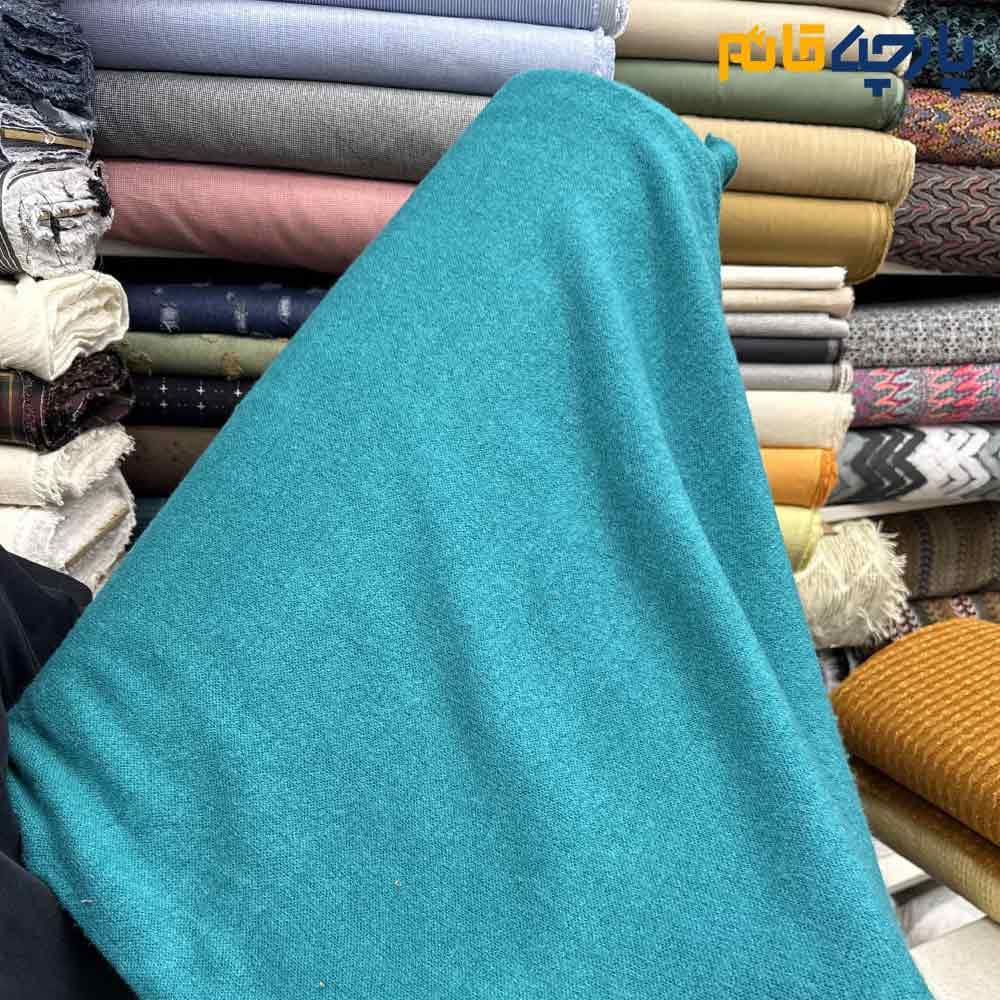 پارچه پاییزه و زمستانه بافت رنگ سبز آبی ساده بافت کد9626