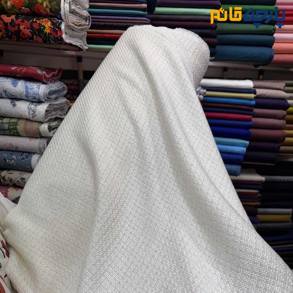 پارچه پاییزه و زمستانه شانل پشمی سفارشی رنگ سفید آفوایت کد8504
