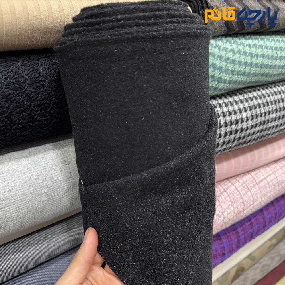 پارچه پاییزه و زمستانه فوتر مشکی لمه دار ژاپن کد8488