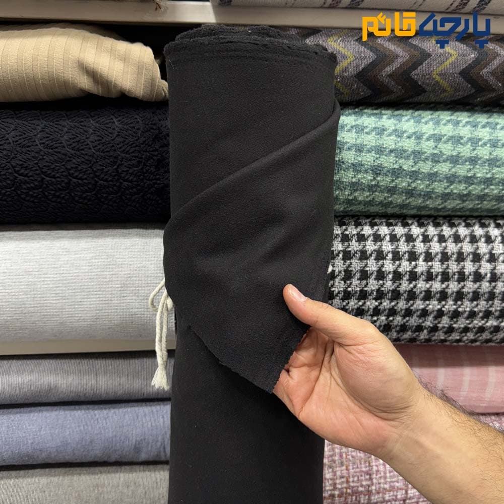 پارچه پاییزه و زمستانه فوتر مشکی دو طرف کوبیده کد8479 — تصویر ۲