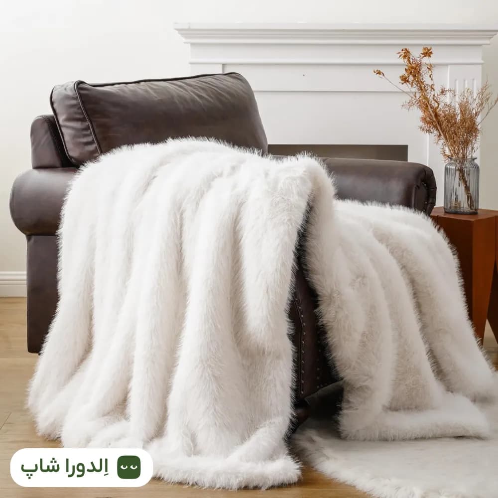 شال مبل خز بلند مدل ابری ـ یک‌رنگ
