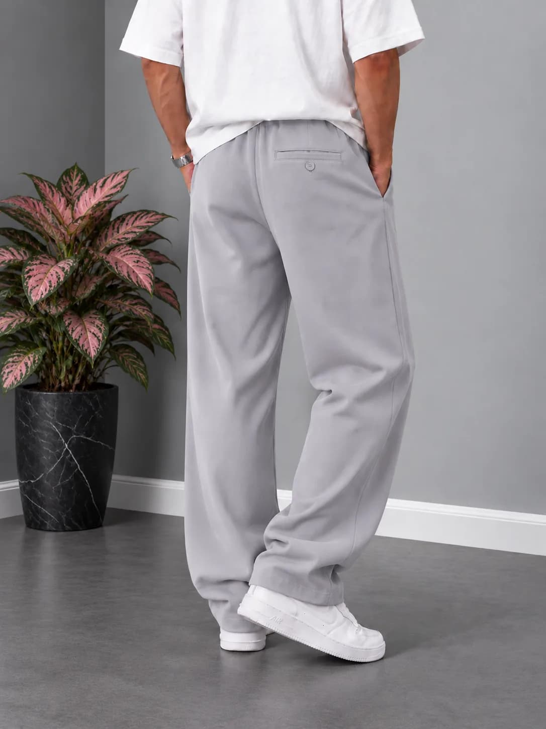 شلوار پارچه ای لایوسل طبیعی قواره slim fit / قد 110 / طوسی — تصویر ۴