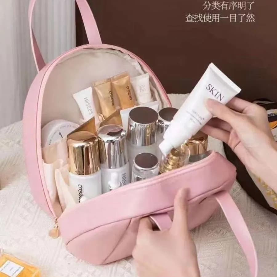 کیف آرایشی چرمی دسته‌دار