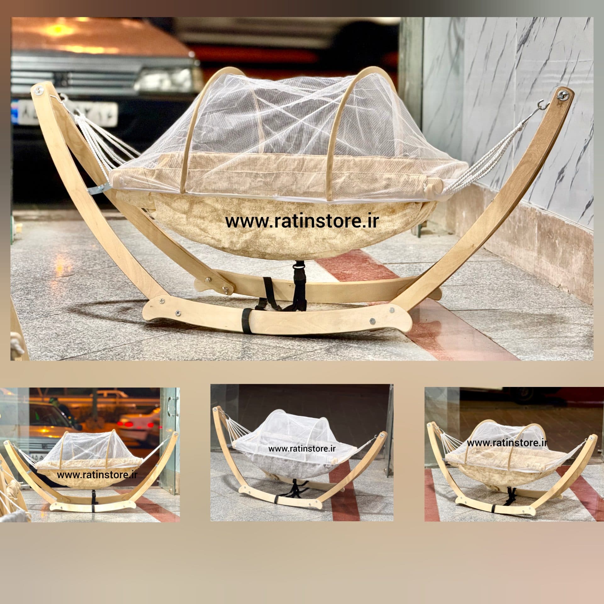 تخت کنار مادر راتین مدل ساده/ رنگ کرمی راتین استور