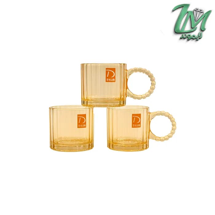 ماگ کریستالین عسلی دسته منجوقی مدل DELI-tz4301b