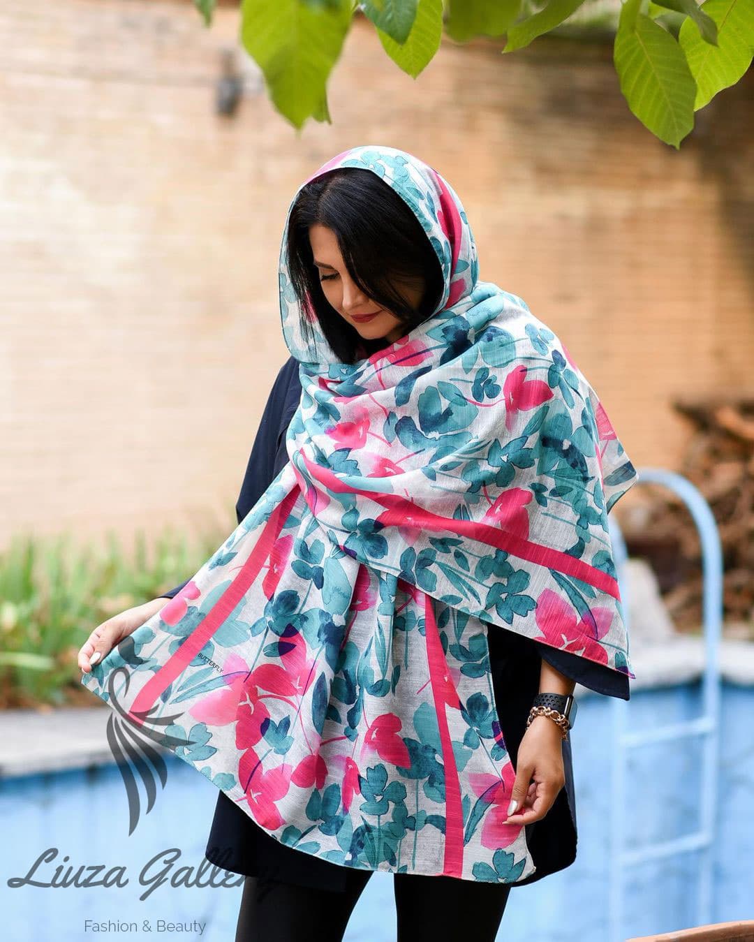 شال چاپی نخی طرح دار