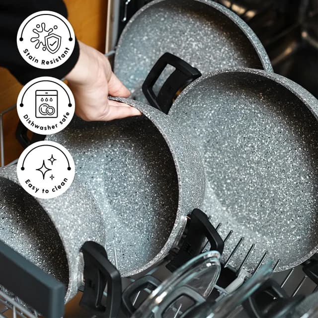 سرویس قابلمه 7 پارچه کاراجا Gris Biogranite خاکستری — تصویر ۳