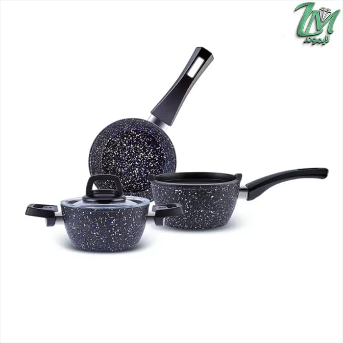 ست ماهیتابه 5 پارچه بیوگرانیت سنگ آبی کاراجا
