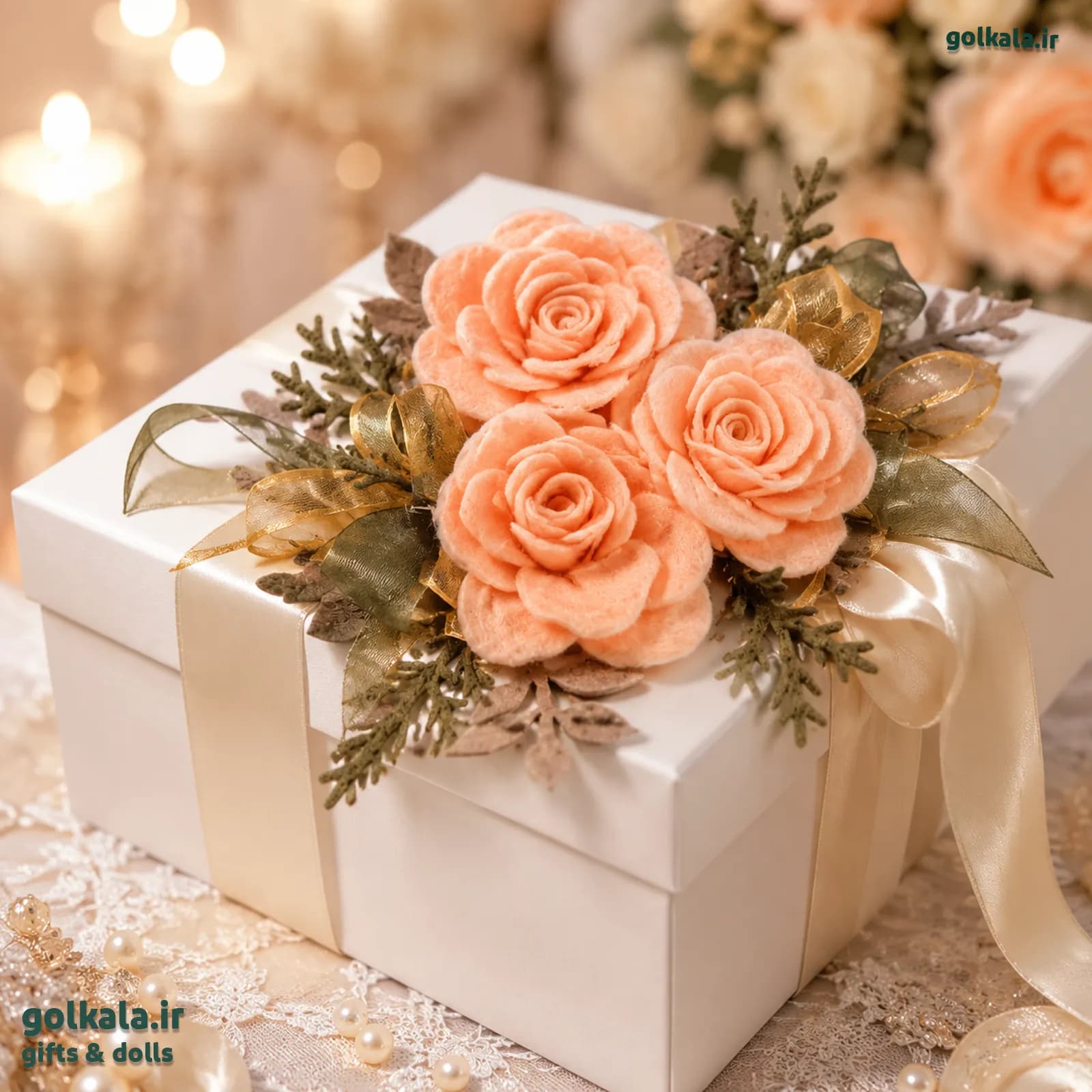 دسته گل رز نمدی دکوراتیو (سایز ۱۵ سانتیمتر – چندمنظوره در رنگهای متنوع) — تصویر ۵