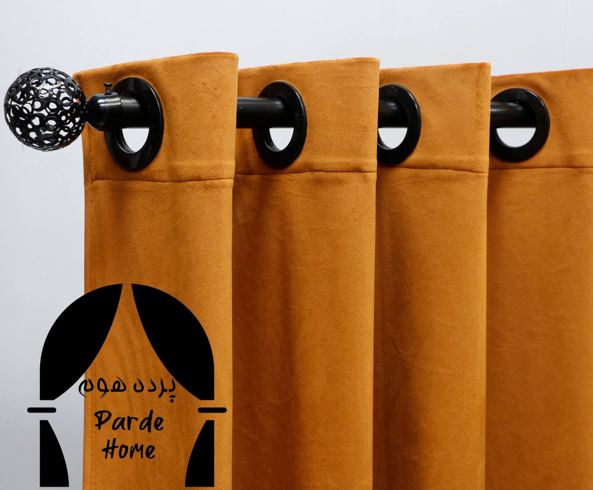 پرده آماده مخمل نارنجی