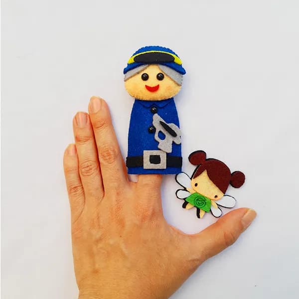 عروسک انگشتی پلیس نمدی (سری مشاغل) 👮‍♂️ | ابزار کمک آموزشی