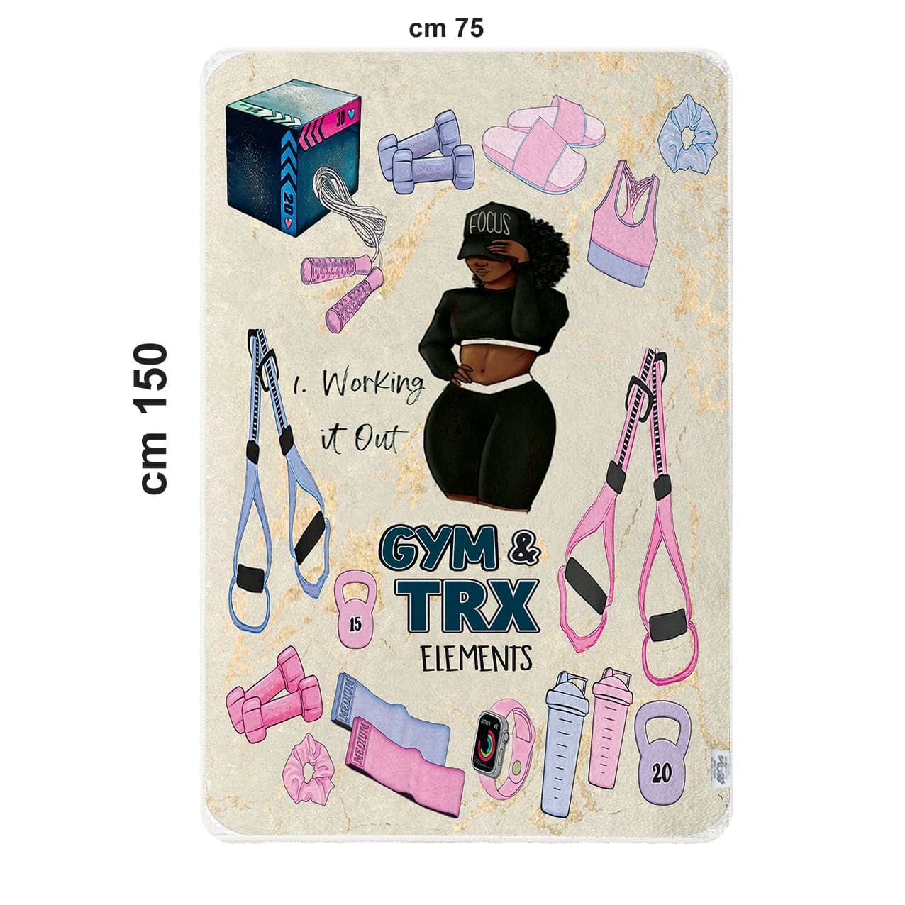 حوله ورزشی طرح TRX کد 192 سایز 150 در 75