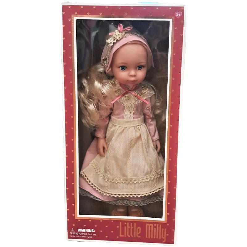 عروسک little Milly پیراهن صورتی کرم و کلاه صورتی 91071