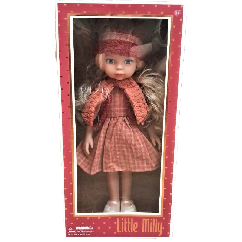 عروسک Little Milly پیراهن چهارخانه کالباسی کد 91071 — تصویر ۲