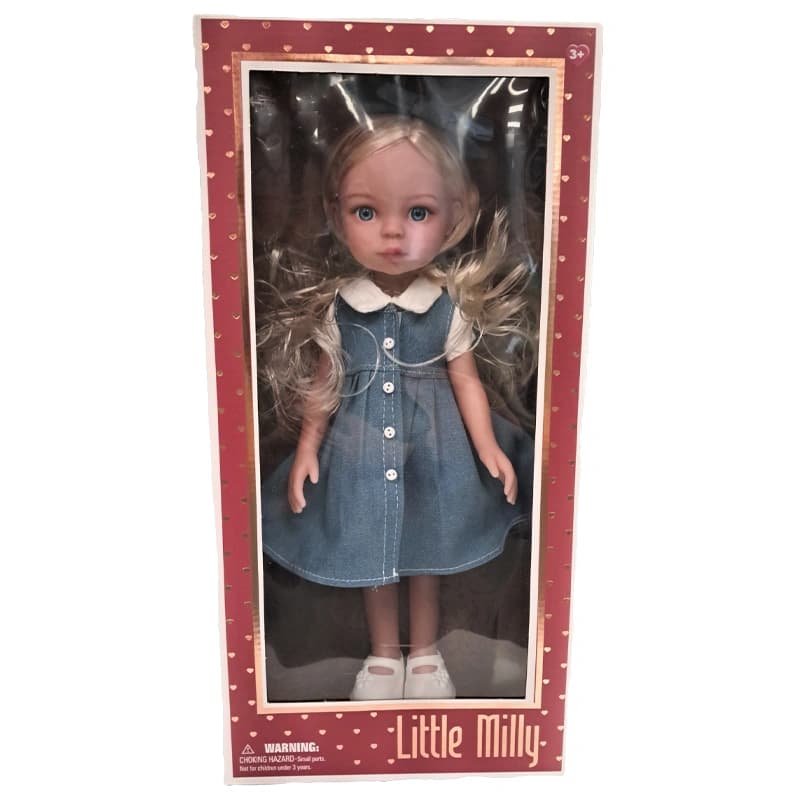 عروسک Little Milly پیراهن آبی ساده و یقه سفید کد91071 — تصویر ۲