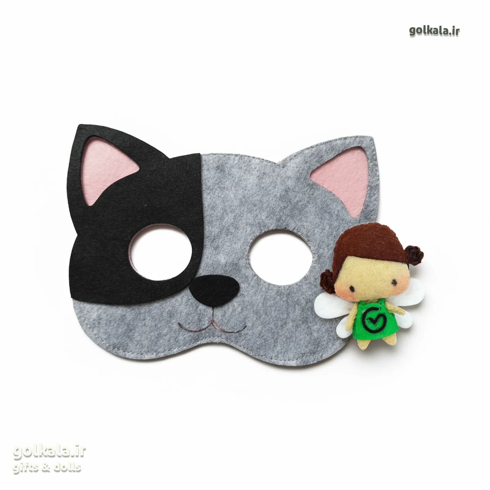 ماسک نمایشی نمدی طرح «ماسک گربه» گل کالا 🐱، هدیه‌ای برای تم تولد و جشنهای کودک