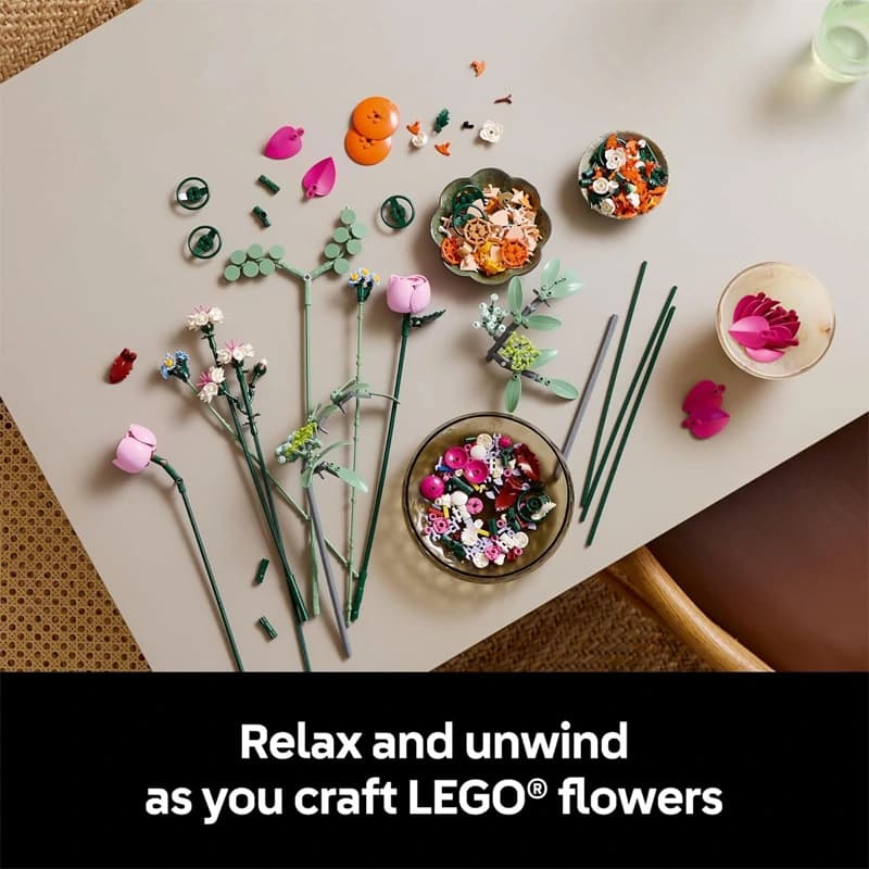 لگو Pretty Pink Flower Bouquet سری بوتانیکال کد 10342 — تصویر ۵