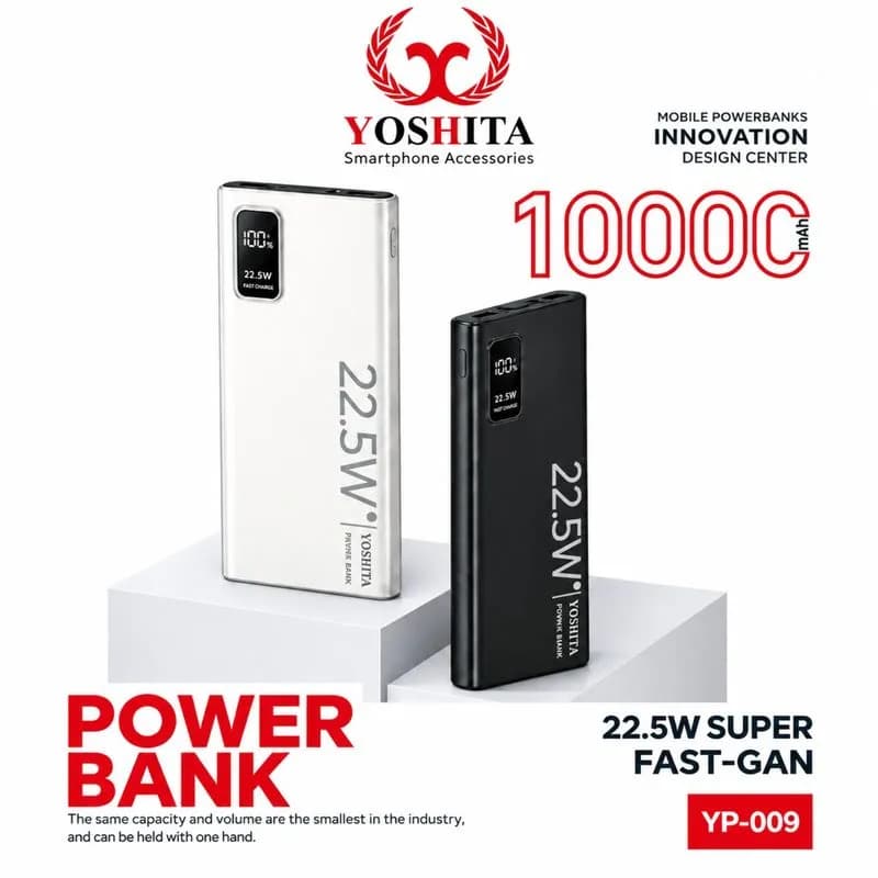 پاوربانک 22.5 وات یوشیتا مدل YP-009 ظرفیت 10000 میلی آمپر