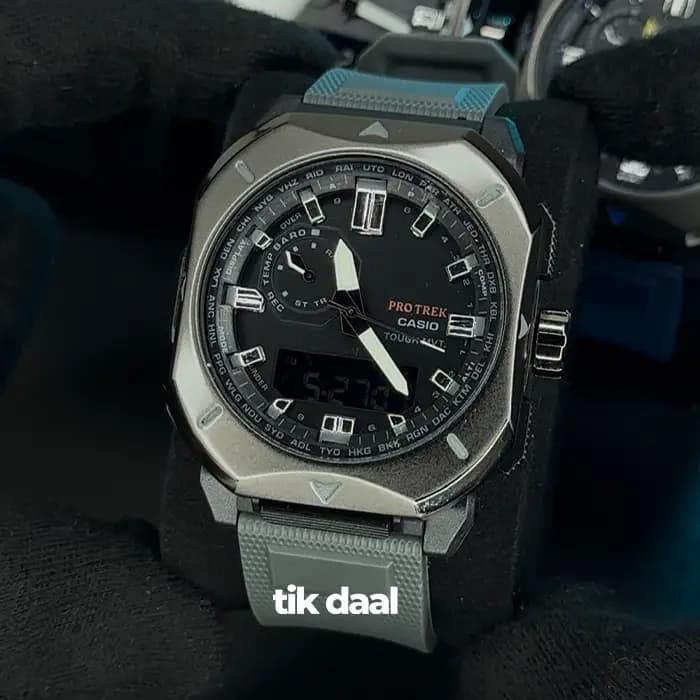 ساعت جی شاک پرو ترک فلزی مشکی بند طوسی | G-SHOCK PRO TREK