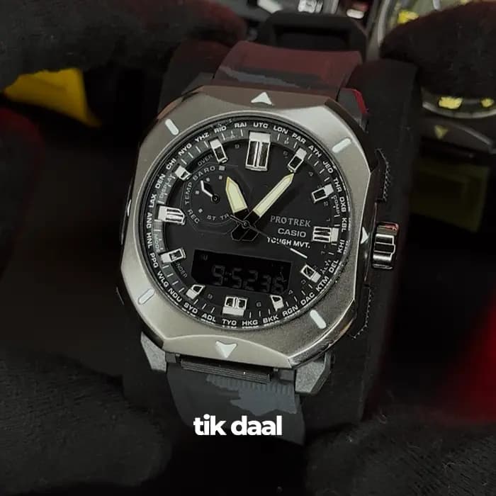 ساعت جی شاک پرو ترک فلزی بند چریکی مشکی | G-SHOCK PRO TREK