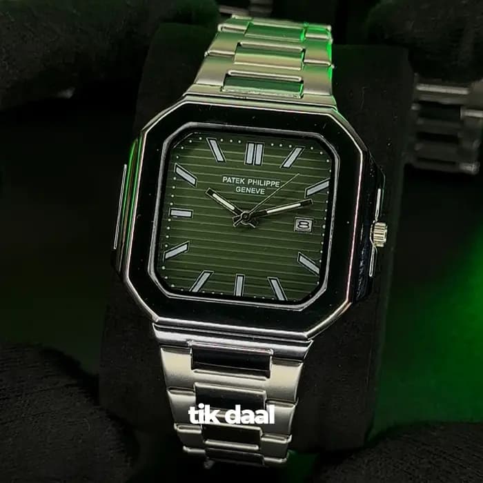 ساعت پتک فیلیپ مدل کوبیتوس نقره ای صفحه سبز | patek philippe
